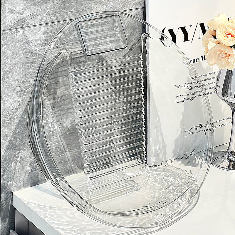 One-piece Plastic Thickened Laundry Basin with Washboard – Transparent Durable Laundry Tool