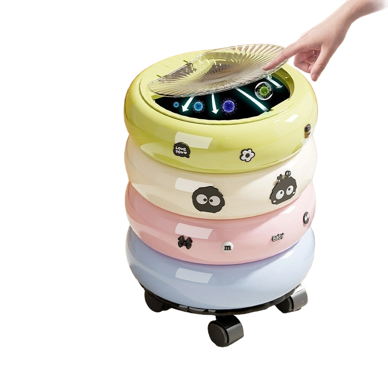Donut Trash Can – High-Grade Large Capacity Press Open Cover with Wheels
