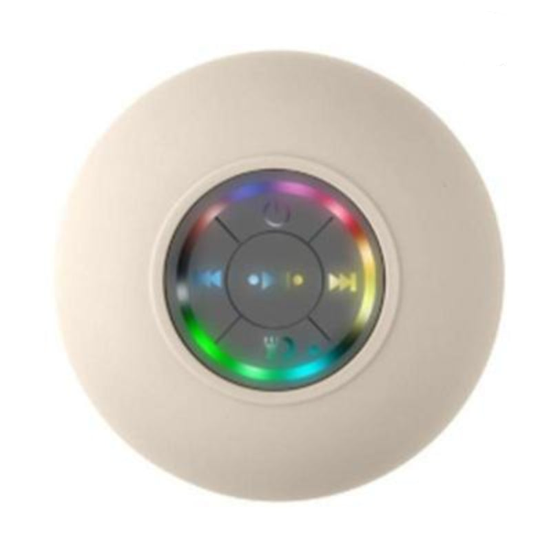 Round device with a colorful light display on a white background