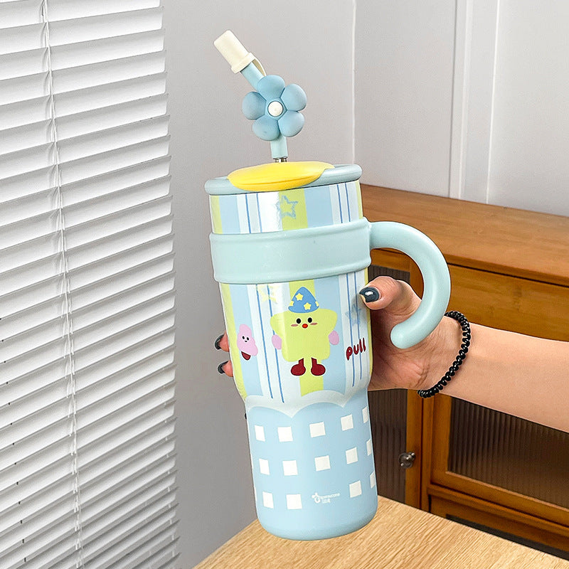 Large Capacity Vacuum Cup Cold-keeping Straw Double Drink