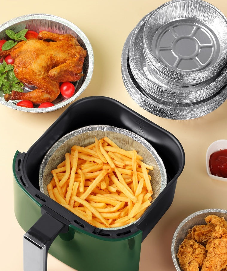 Air Fryer Aluminum Foil Trays – Round Disposable Deep Plates