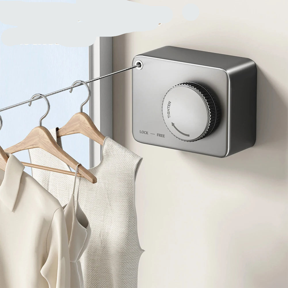 Wall Hanging Laundry Line Household Wire Telescopic Clothesline Rust-Proof Anti-Sagging Laundry Line For Indoor Outdoor Clothes Drying Rack