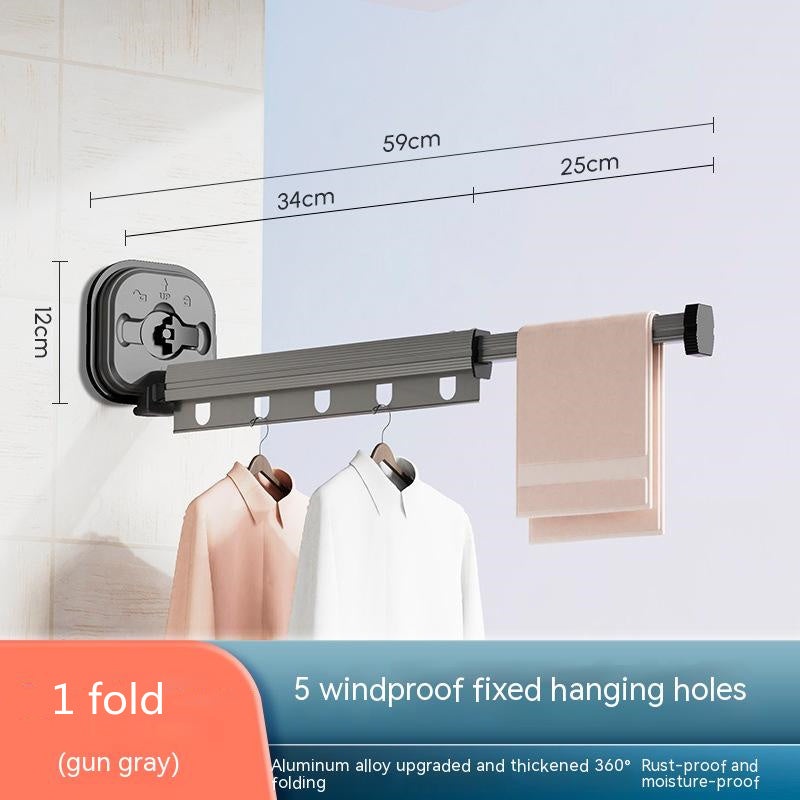 Foldable Suction Cup Clothes Drying Rack – Wall Mounted