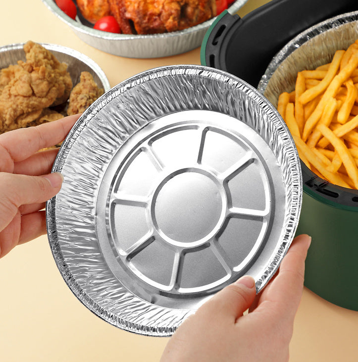 Air Fryer Aluminum Foil Trays – Round Disposable Deep Plates