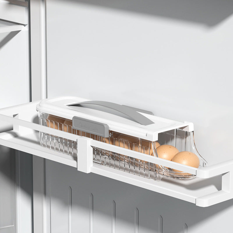 Kitchen cabinet with a pull-out drawer containing eggs