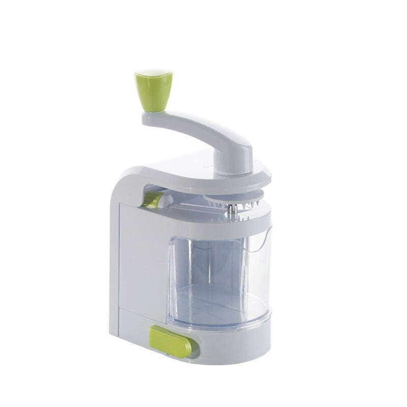 White and green kitchen chopper on a white background