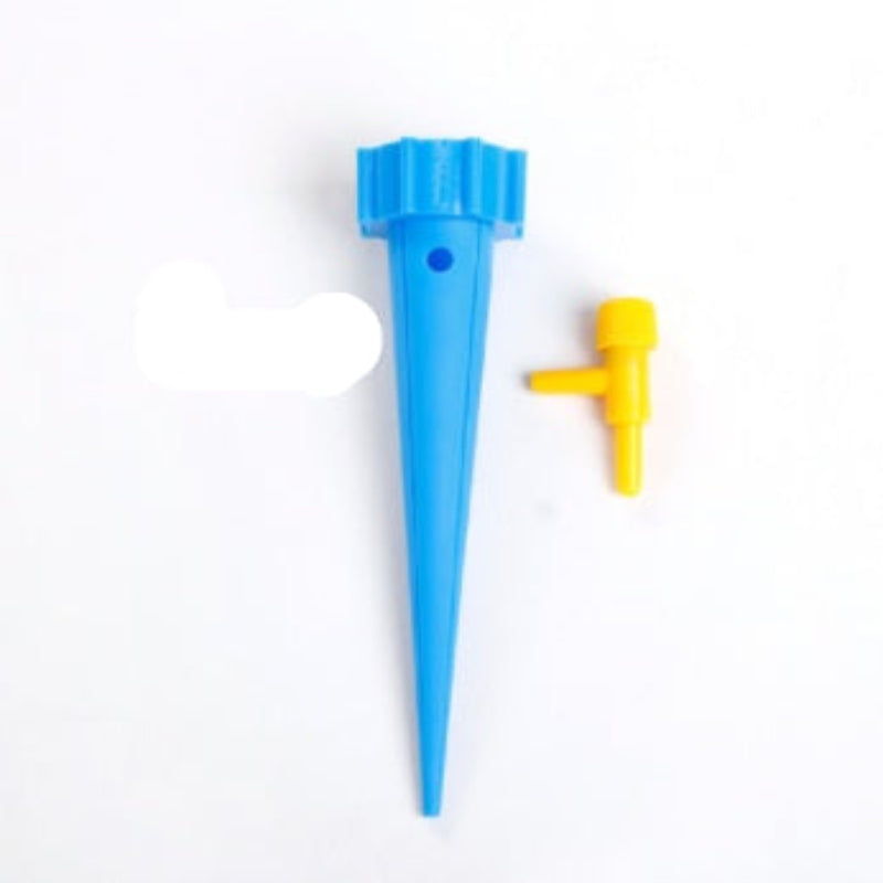 Blue plastic plant waterer with yellow cap on a white background, labeled '3pcs'.