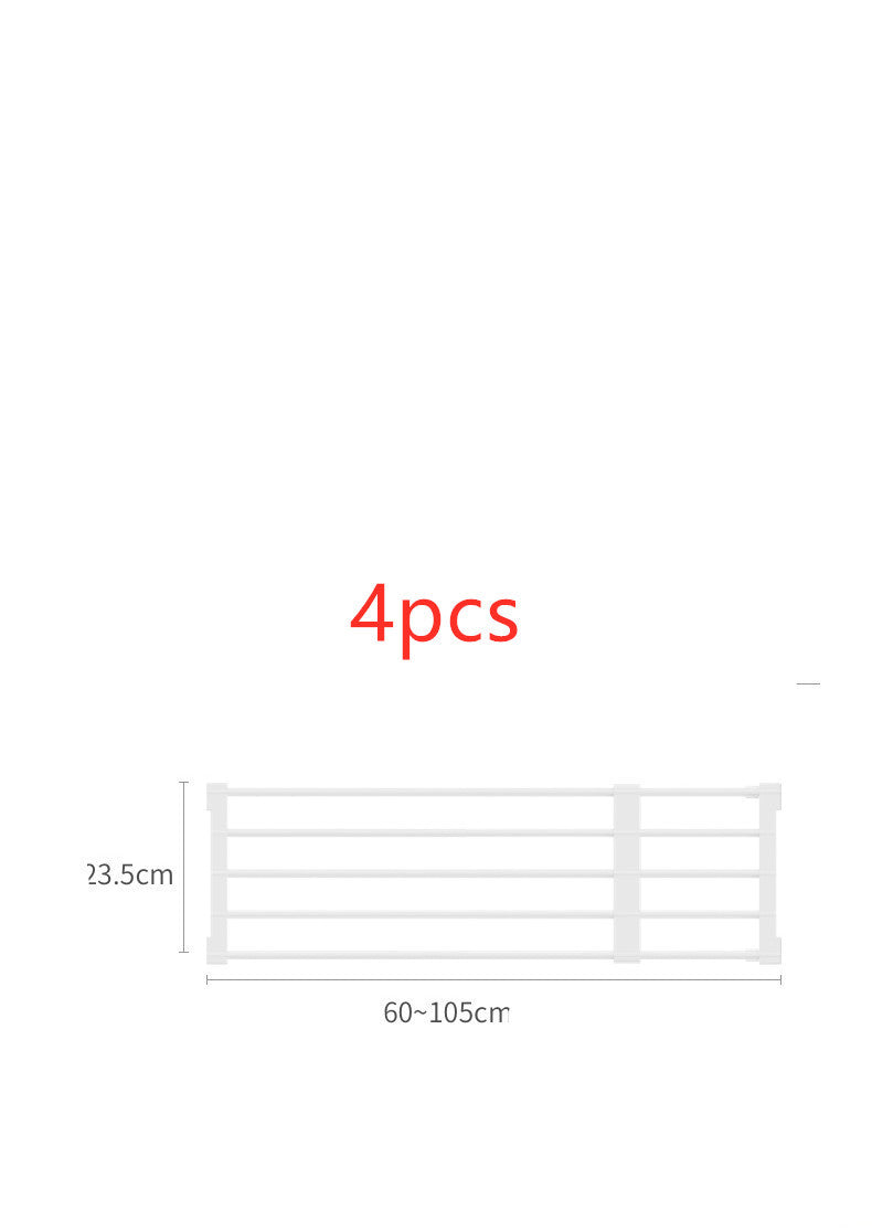 No Punching Wardrobe Layered Clapboard Cabinet Shoe Telescopic Finishing Rack