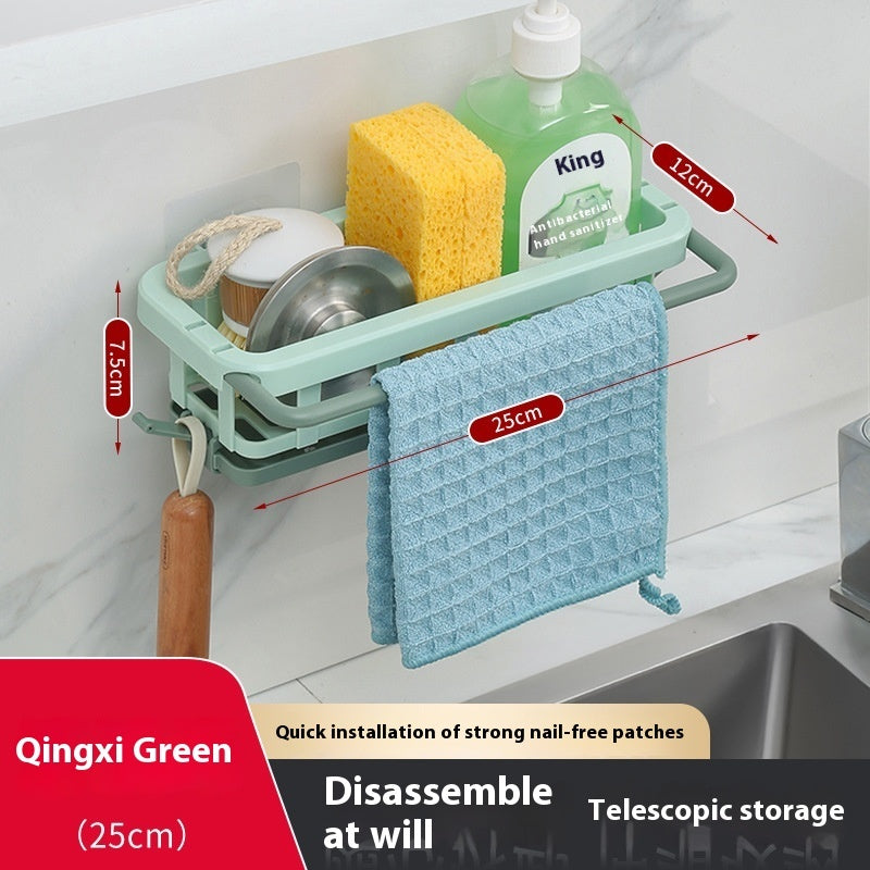 Retractable Rag Punch-Free Kitchen Storage Rack