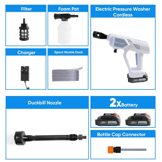 Cordless High-Power Pressure Washer – Portable Jet Wash Cleaner with 2 Batteries