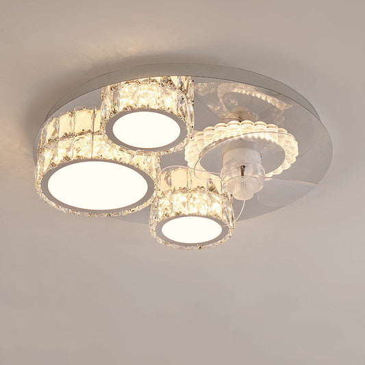 Ceiling light fixture with crystal accents on a plain background