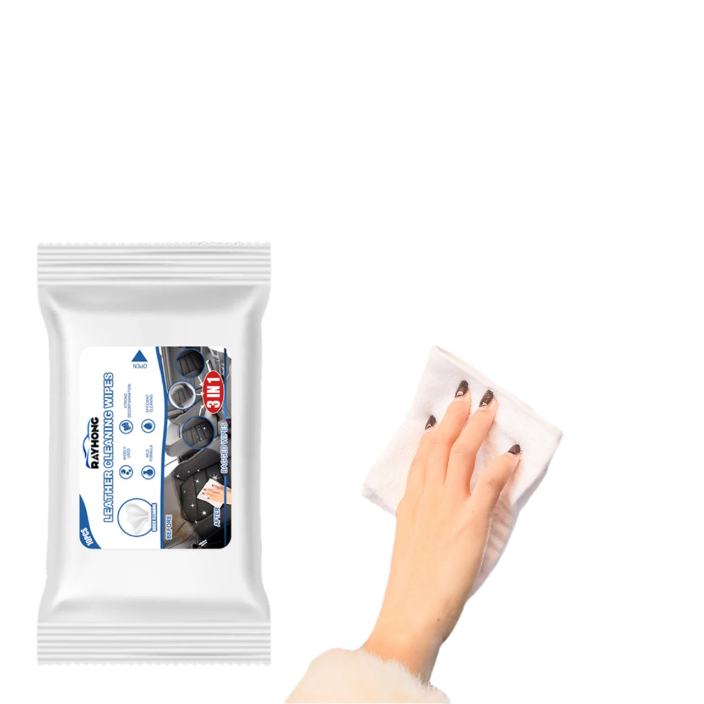 Car Leather Cleaning Wipes – Wash-Free Decontamination for Leather Seats & Accessories