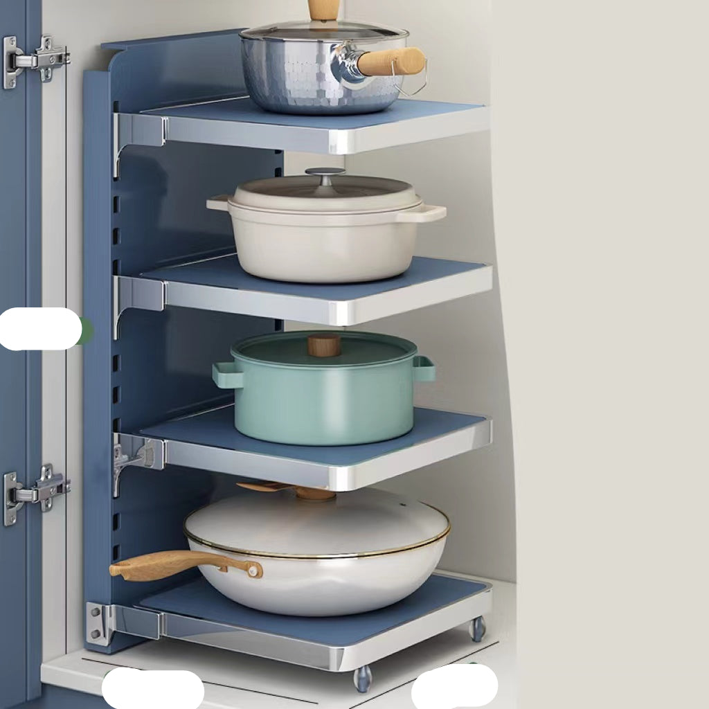 Multi-Layer Kitchen Pot Rack – Foldable Under-Sink Cabinet Storage Organizer