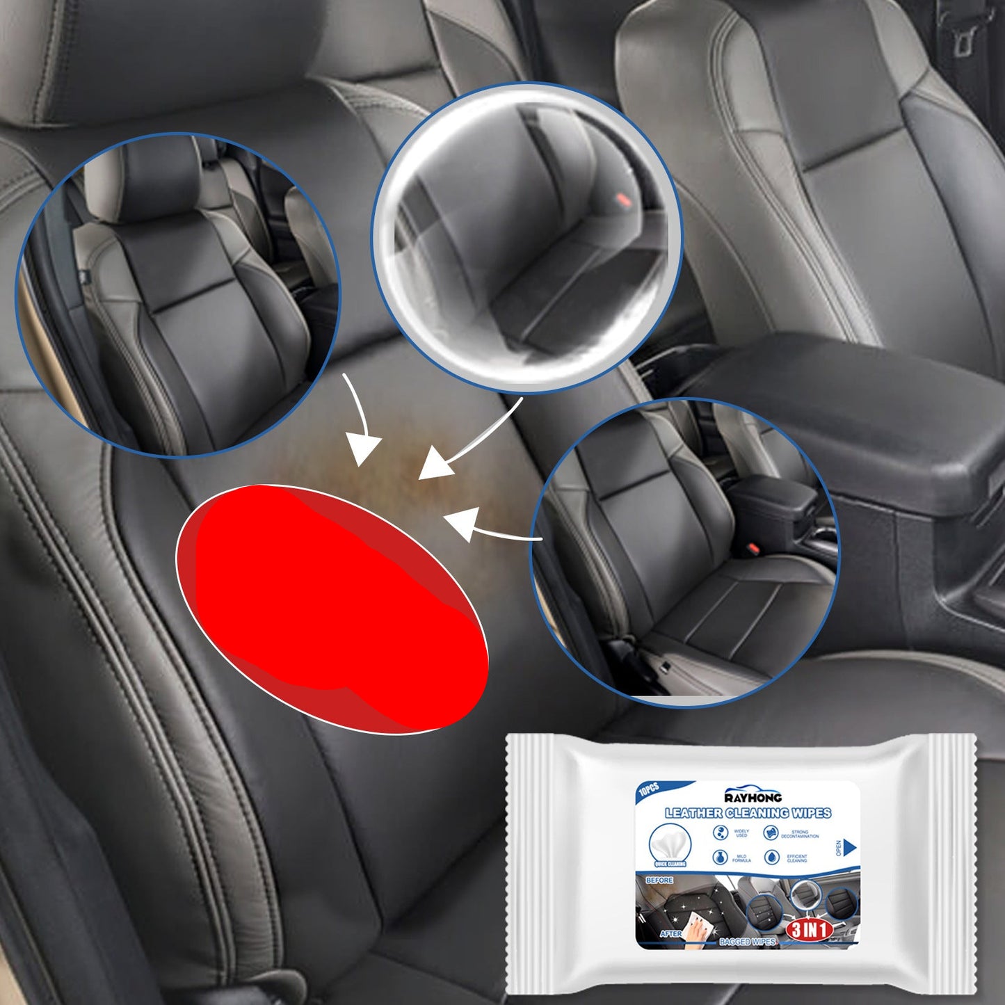 Car Leather Cleaning Wipes – Wash-Free Decontamination for Leather Seats & Accessories