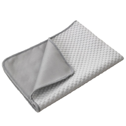 Gray textured blanket on a white background