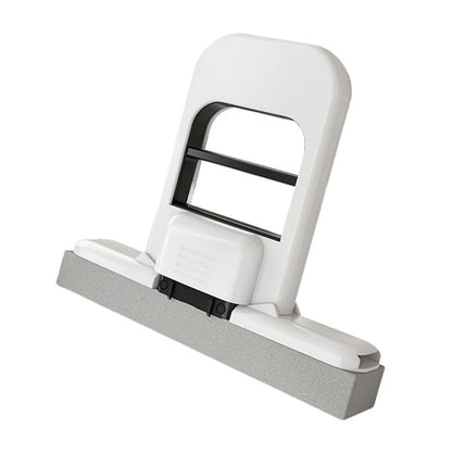 White squeegee with black handle on a white background