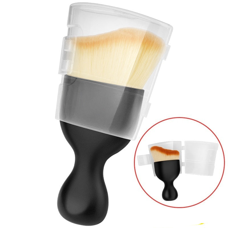 Car cleanig brush with black handle and clear cover on a white background