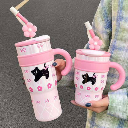 Large Capacity Vacuum Cup Cold-keeping Straw Double Drink
