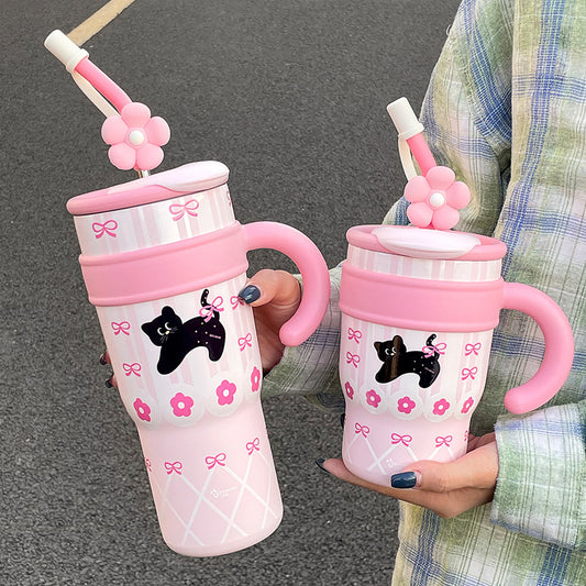 Large Capacity Vacuum Cup Cold-keeping Straw Double Drink