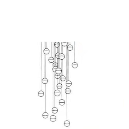 Technical drawing of a chandelier with dimensions and specifications.