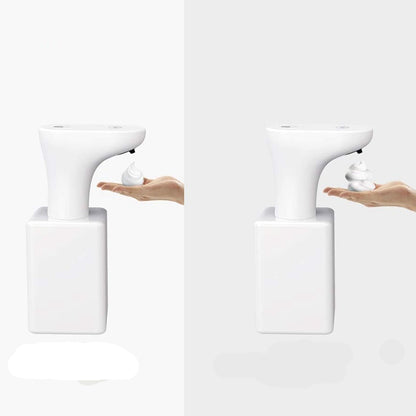 Hand using a white soap dispenser with two modes labeled 'A Mode' and 'B Mode' on a white background.