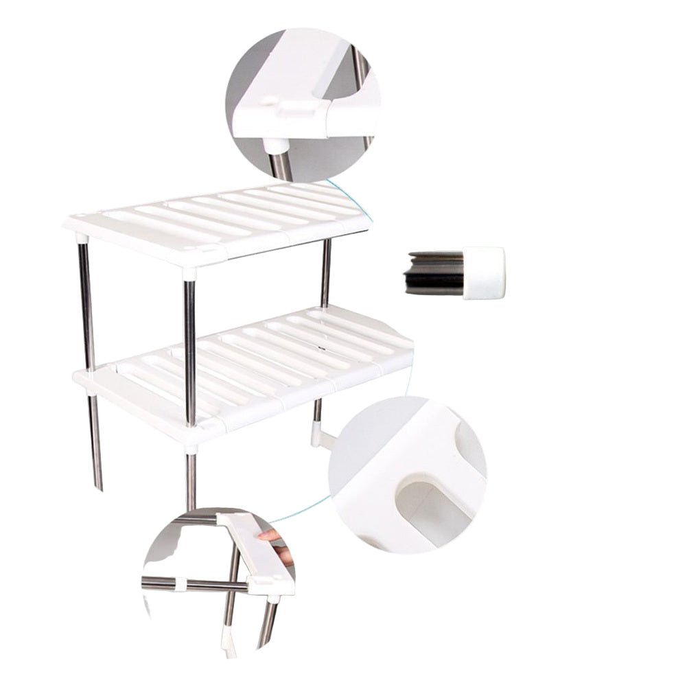 Stainless steel shelf with toilet paper holder on a white background, highlighting material and features.