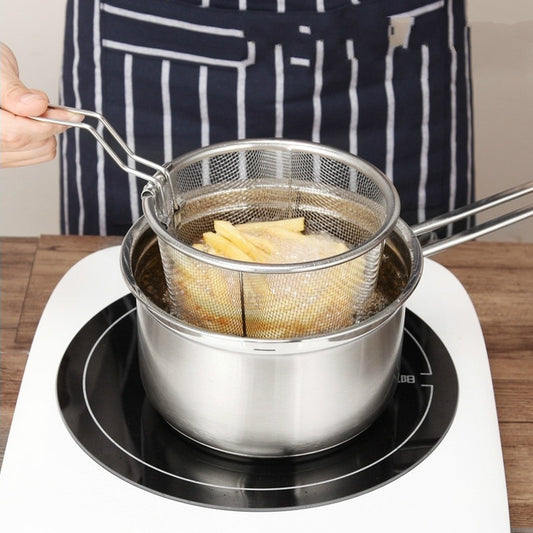 Stainless Steel Frying Basket Colander Strainer – Durable 304 Steel Kitchen Tool