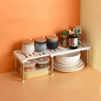 Telescopic Cabinet Layered Shelf Organizer – Retractable Kitchen & Bathroom Storage Rack