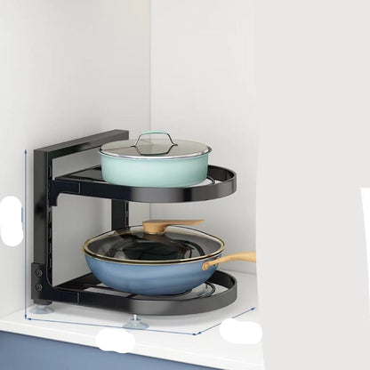 Multi-Layer Kitchen Pot Rack – Foldable Under-Sink Cabinet Storage Organizer