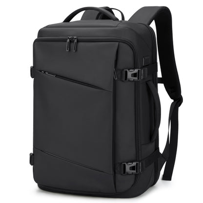 Black backpack on a white background