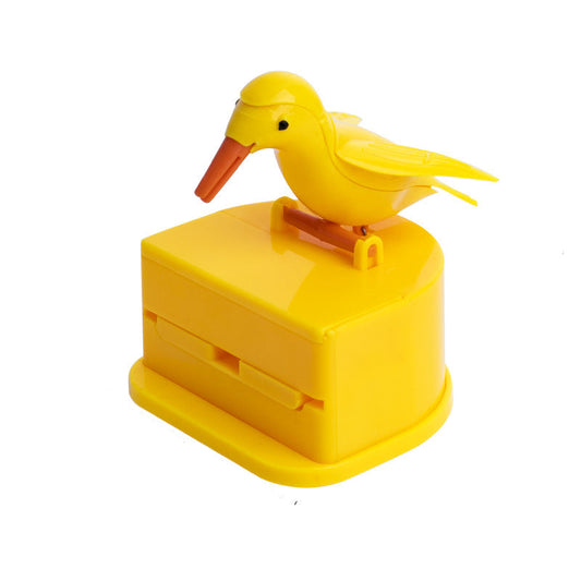 Yellow duck-shaped device with measurements on a white background