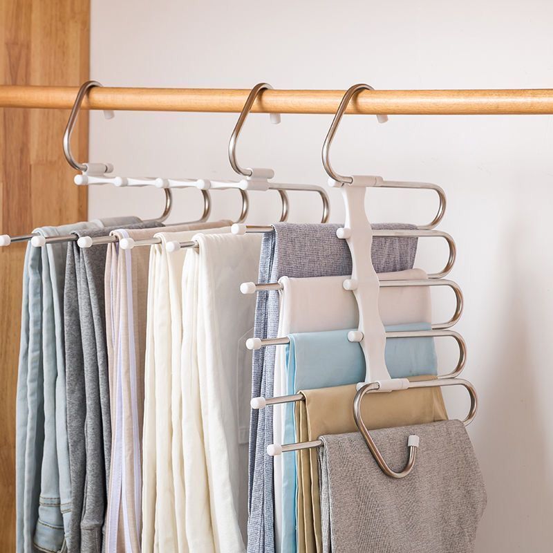 Telescopic Folding Pants Hanger Household Magic Pants Trousers Hanger Wardrobe Storage