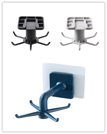 360-Degree Rotating Kitchen Storage Rack – Multi-Row Hook Organizer