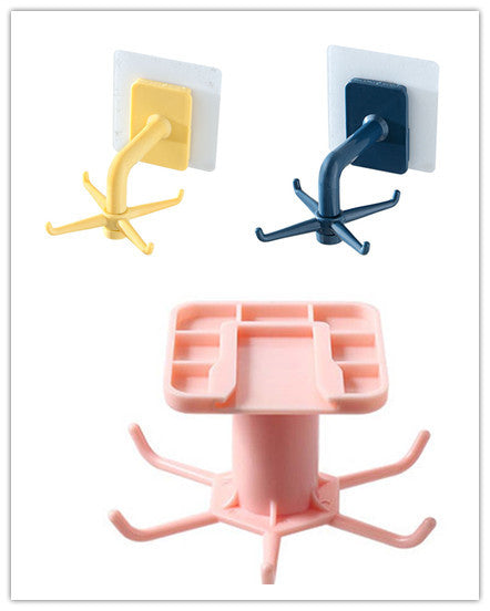 360-Degree Rotating Kitchen Storage Rack – Multi-Row Hook Organizer