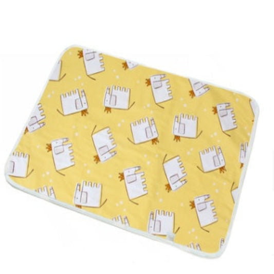 Yellow baby blanket with notebook pattern on a white background