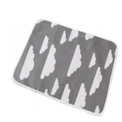 Gray mat with white cloud pattern on a white background