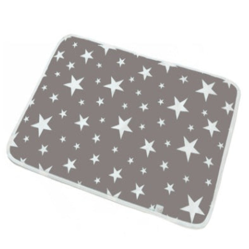 Gray mat with white star pattern on a white background