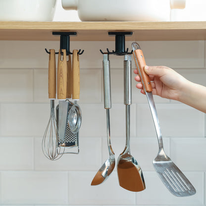 360-Degree Rotating Kitchen Storage Rack – Multi-Row Hook Organizer