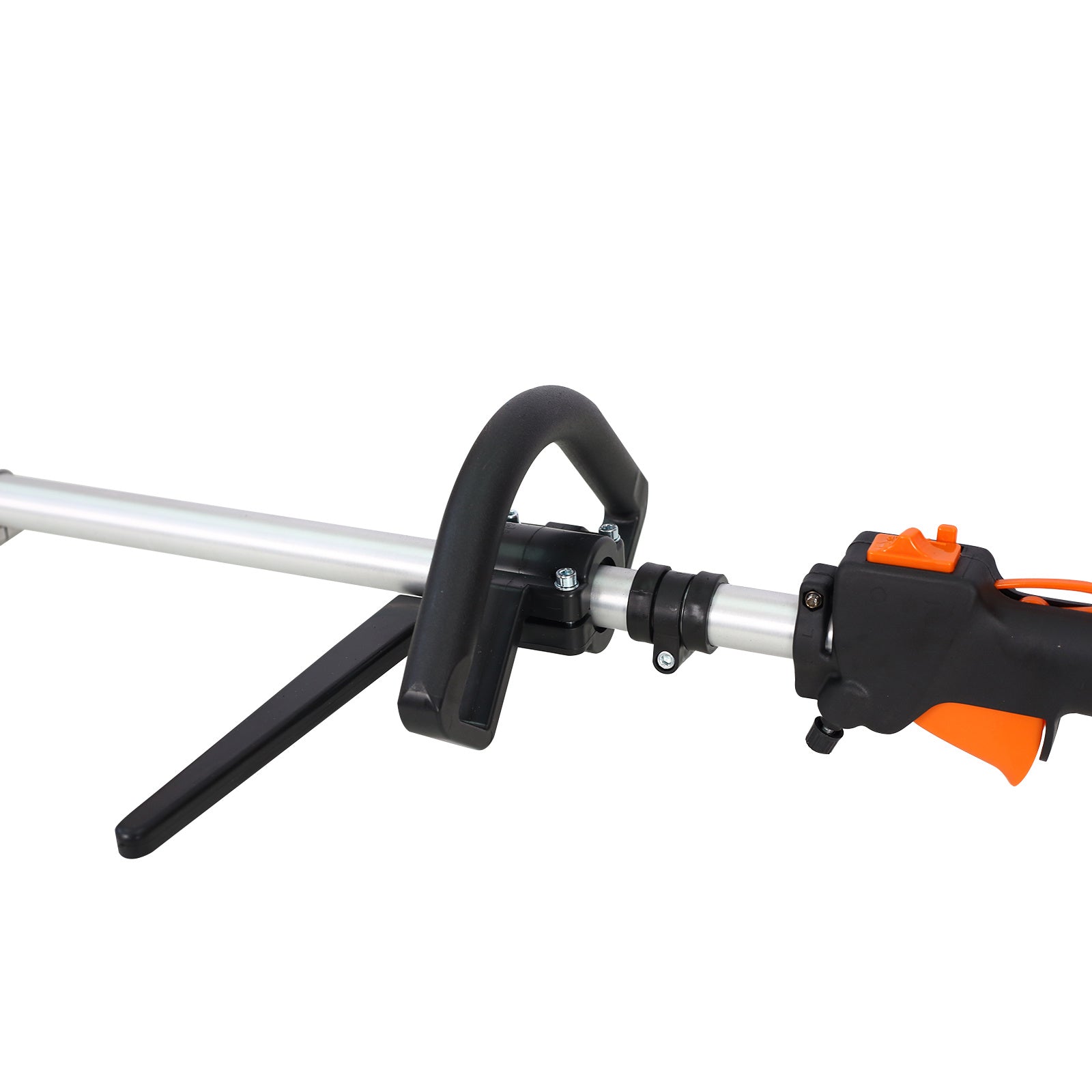 Gardening tool with black and orange handle on a white background