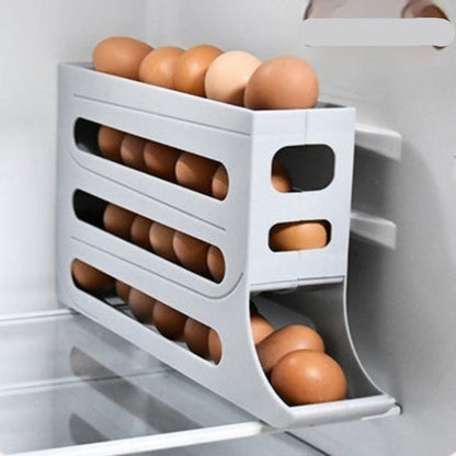 Egg holder with eggs inside, light gray color, on a white background