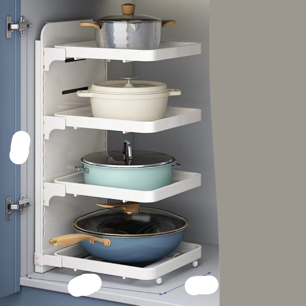 Multi-Layer Kitchen Pot Rack – Foldable Under-Sink Cabinet Storage Organizer