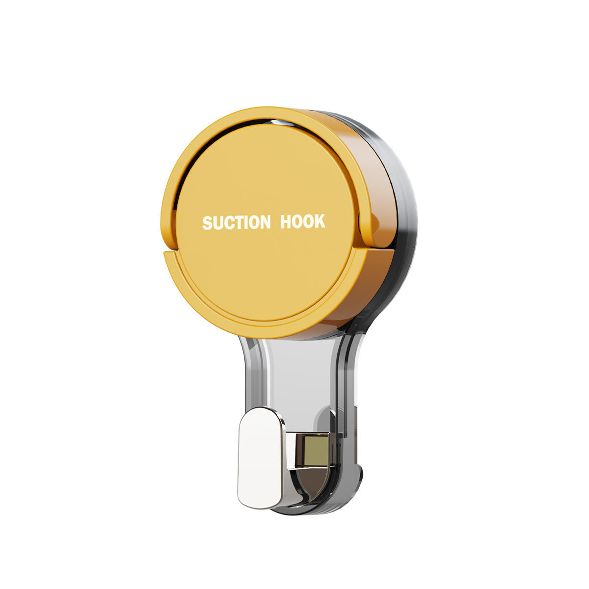 Gold and silver suction hook on a white background