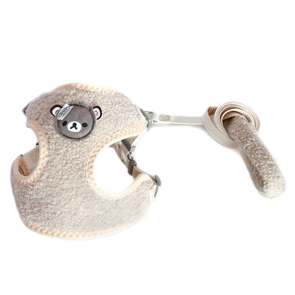 Cartoon Bear Velvet Dog Clothes – Chest Strap with Quick Release