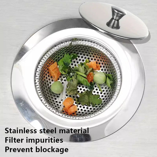Stainless Steel Sink Deodorant Filter – Vegetable Washing Sink Pool Water Strainer with Lid