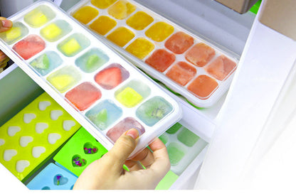 Simple and Creative Household Silicone Ice Tray with Lid – 14-Cell Ice Maker
