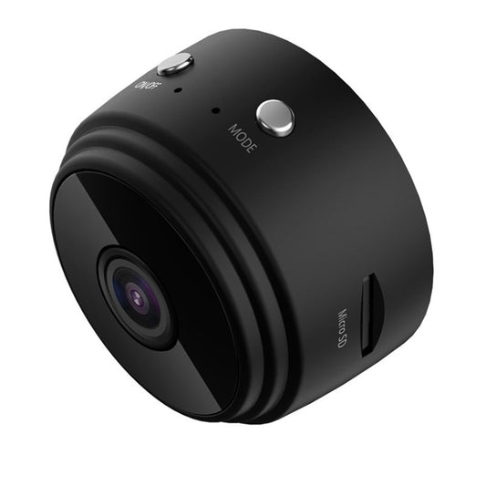 Black security camera on a white background