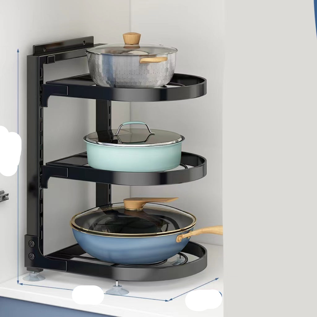Multi-Layer Kitchen Pot Rack – Foldable Under-Sink Cabinet Storage Organizer