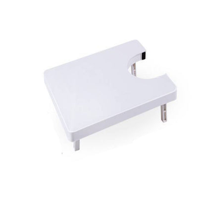 White wall-mounted shelf with dimensions on a white background