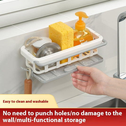 Retractable Rag Punch-free Kitchen Storage Wall-mounted Draining Basket Seasoning Rack