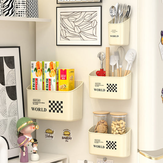 Magnetic Refrigerator Side Wall Hanging Storage Box – Cream Style Organizer